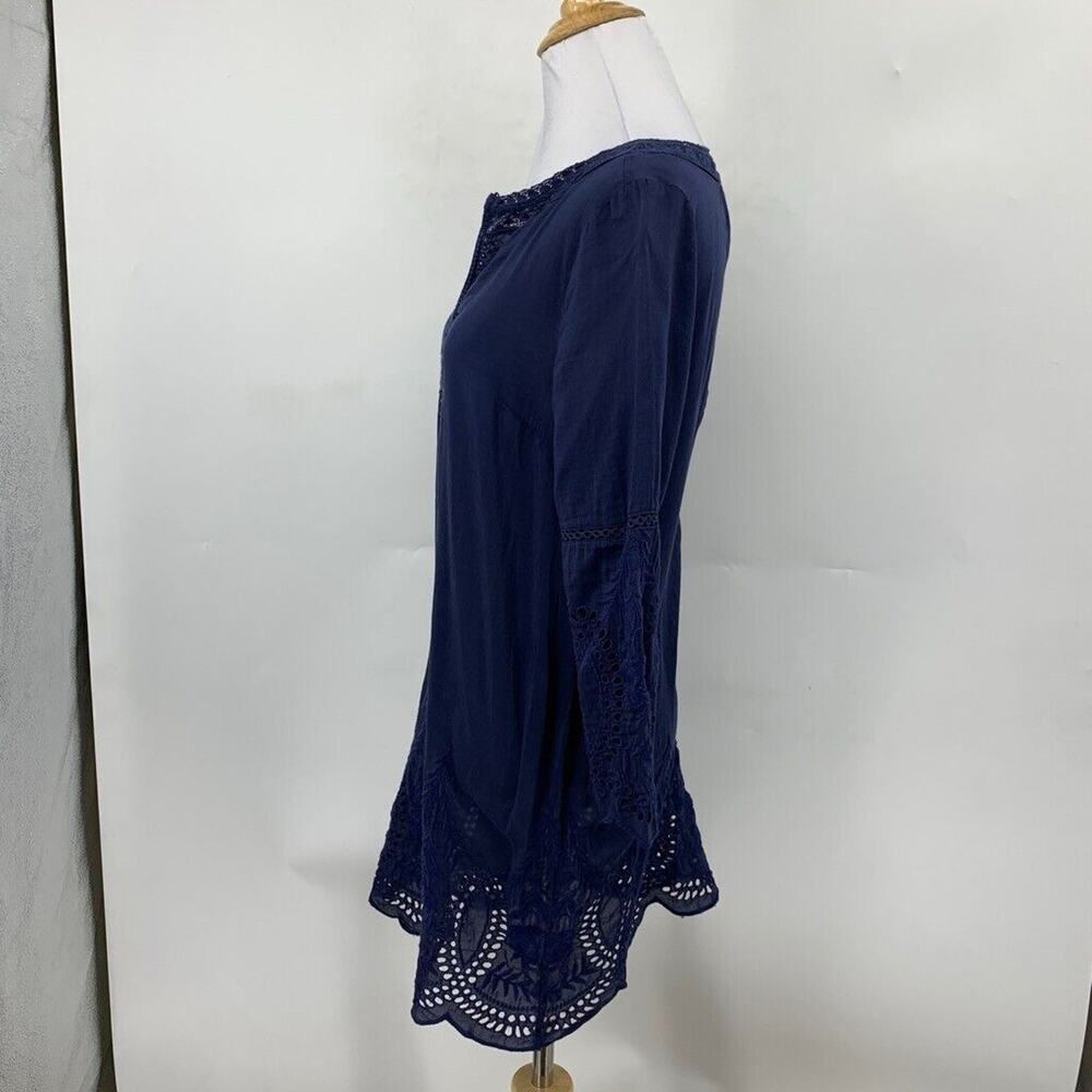 Joie Tunic Womens XS Extra Small Blue Marne Split Neck Embroidered Eyelet Top - Picture 4 of 12